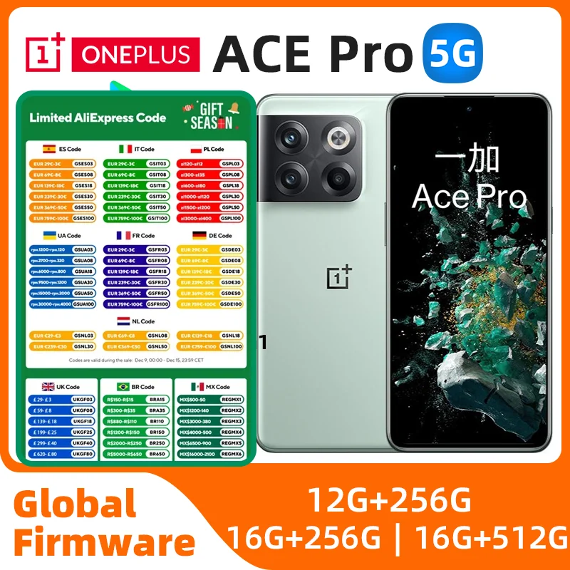 OnePlus Ace Pro 5G 10T 10 T Global Rom SUPERVOOC Charge 4800mAh 6.7 AMOLED 50MP Camera used phone