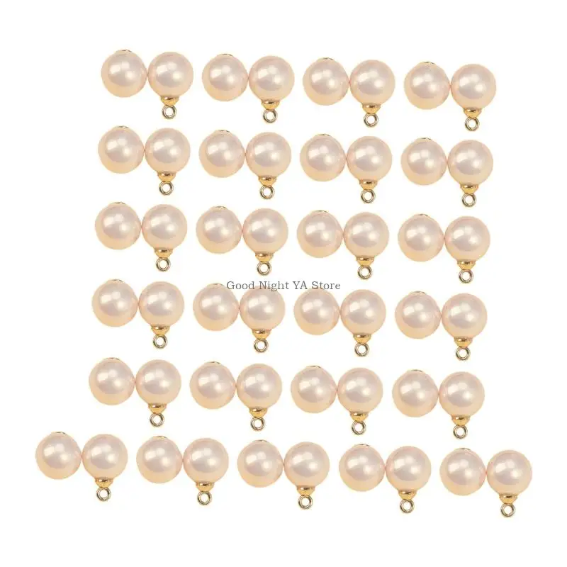 50Pcs Imitation Pearls Buttons For Garments Resin Crafting Supplies Practical Replacement Accessory Suitable For Adults