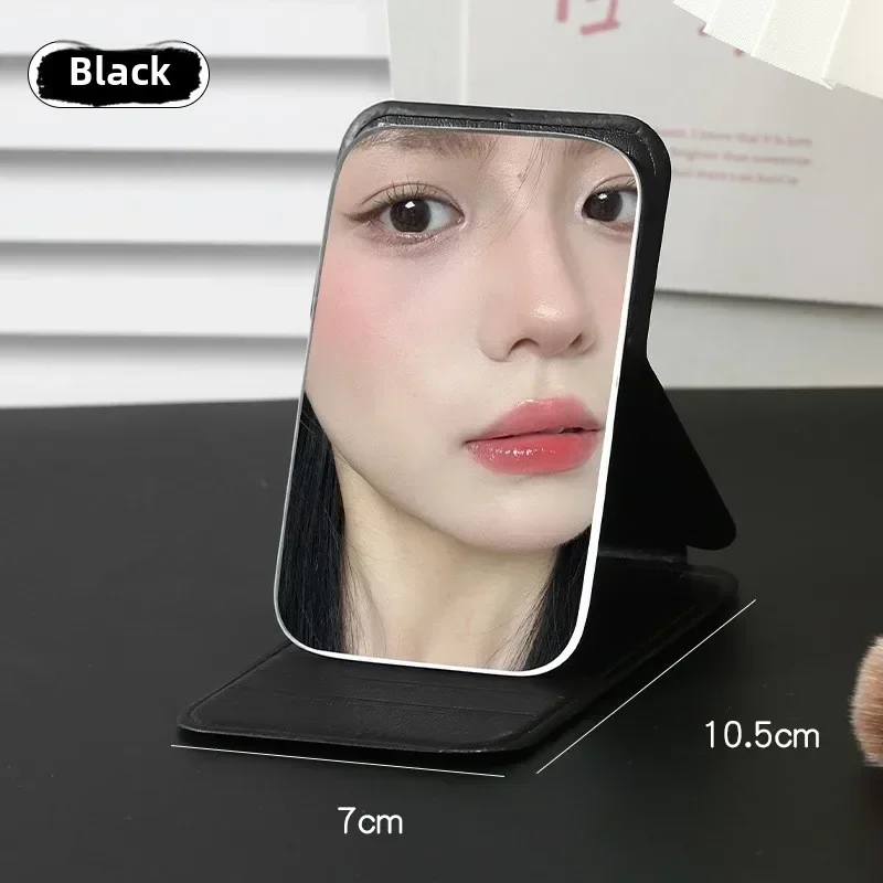 3Color Desktop Make Up Mirrors PU Leather Portable Handheld Makeup Mirror Foldable Student Compact Cute Pocket Mirror New