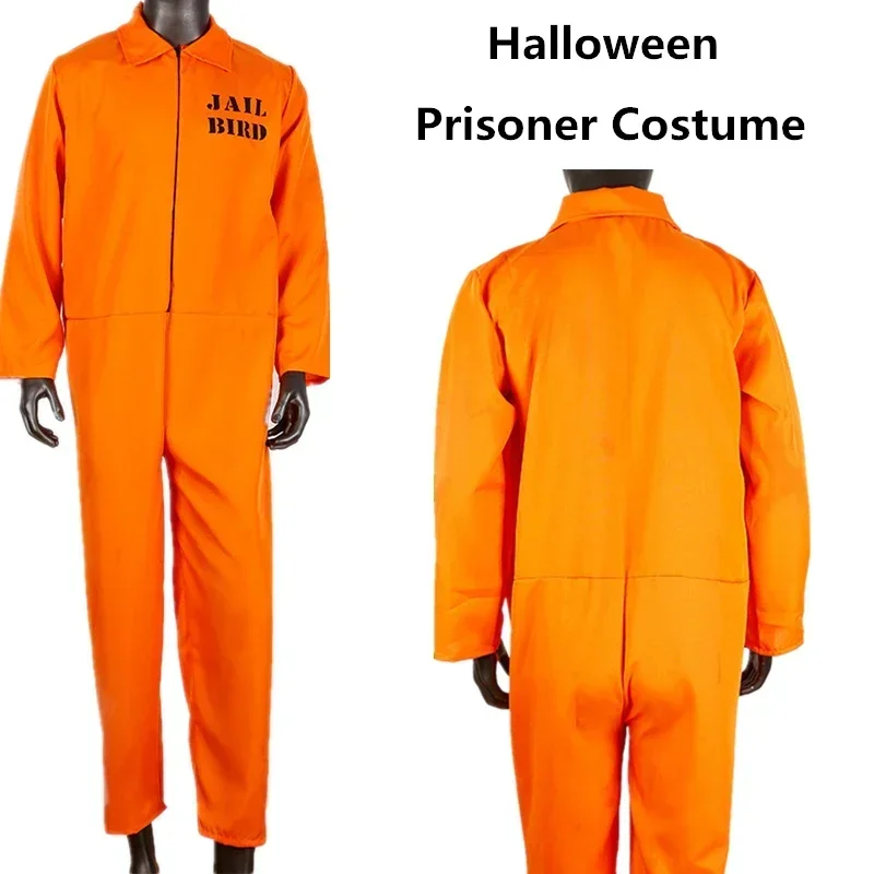 Men And Woman Prisoner Jumpsuit Suit Cosplay Costumes Halloween Party Carnival Unisex Orange Prison Inmate Jail Criminal Dress