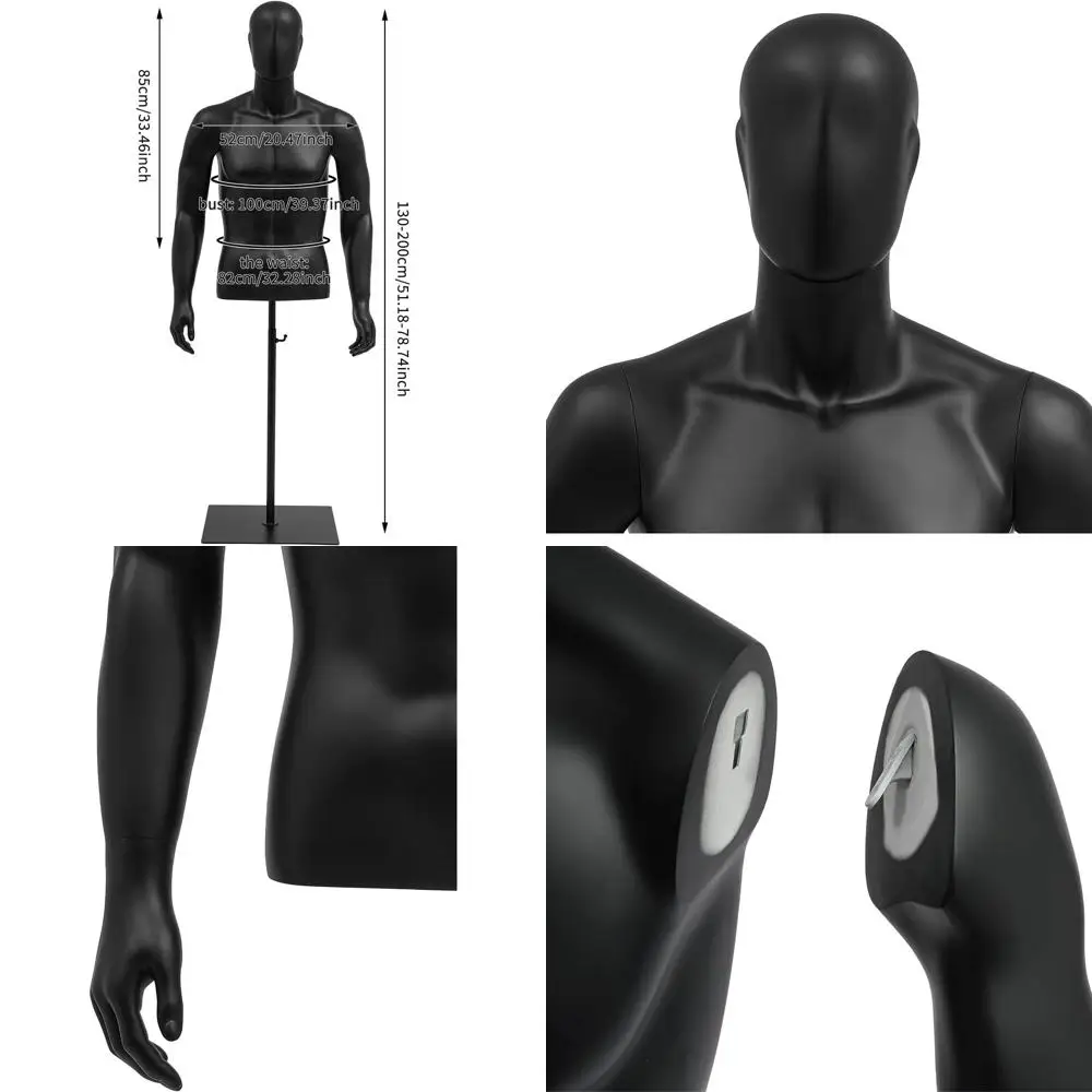 

Манекен мужской регулируемой высоты для магазинов одежды и швейных мастерских, 51-78 дюймов, черный