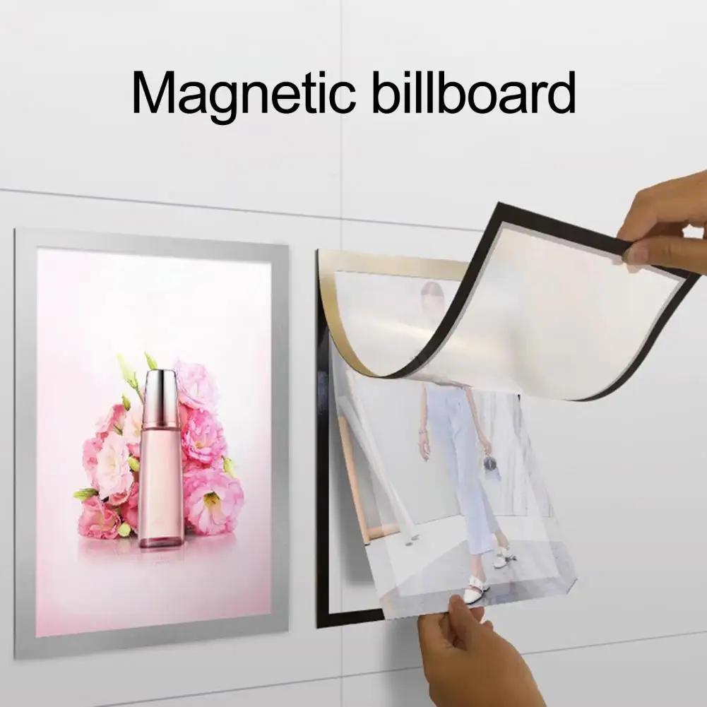 Magnetic Display Frame Self-Adhesive Frame Magnetic Picture Holder with Clear PVC Cover Wall-mounted Poster Display Frame