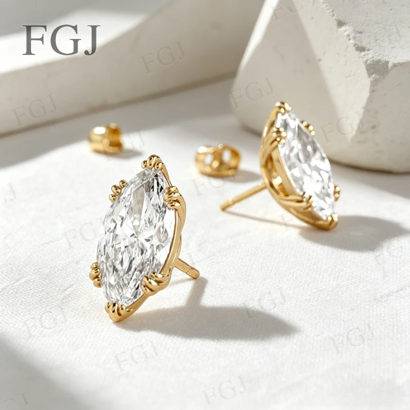 

Luxury Marquise Cut Moissanite Earrings 1ct/2ct D Color 925 Sterling Silver Fine Jewelry Mother's Day Gift for Mom