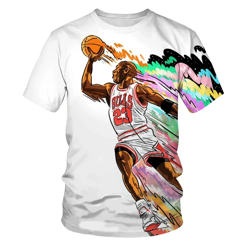 2023 Summer T-shirt Boy Basketball Star 3D Printed Fashion Boys and Girls T-shirt Street Sports Children\'s Tops Clothes For Kids