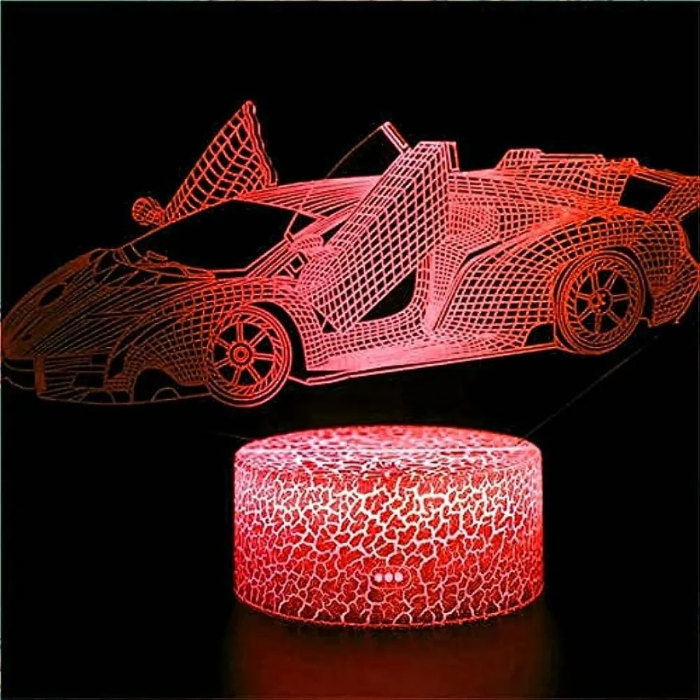 Nighdn lampada da notte per auto da corsa per bambini 7 colori che cambiano illusione visiva 3D luce notturna a LED regalo di compleanno di natale per ragazzi