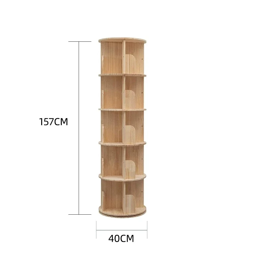 Solid wood spinning bookcase tower floor rotating wheel
