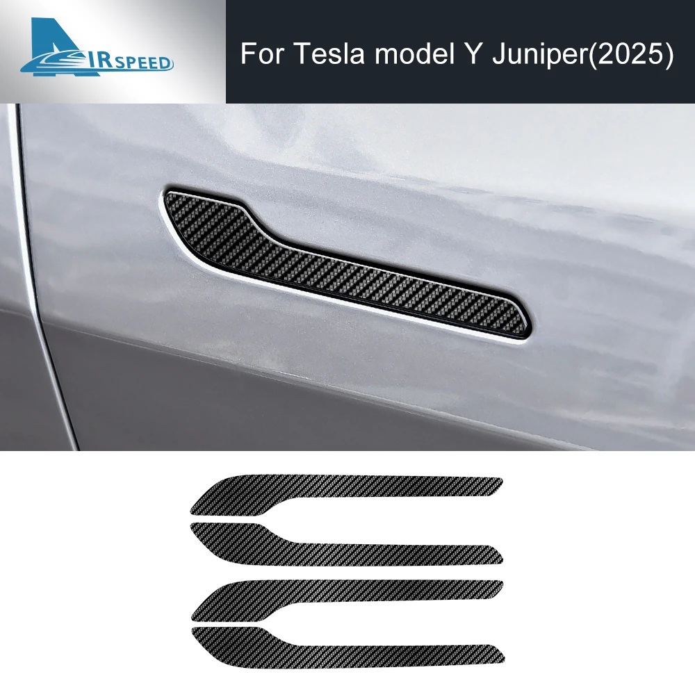 Für Tesla Model Y 2025 Außentürgriff Carbon-Faser-Muster TPU-Folie Innendekorations-Autozubehör