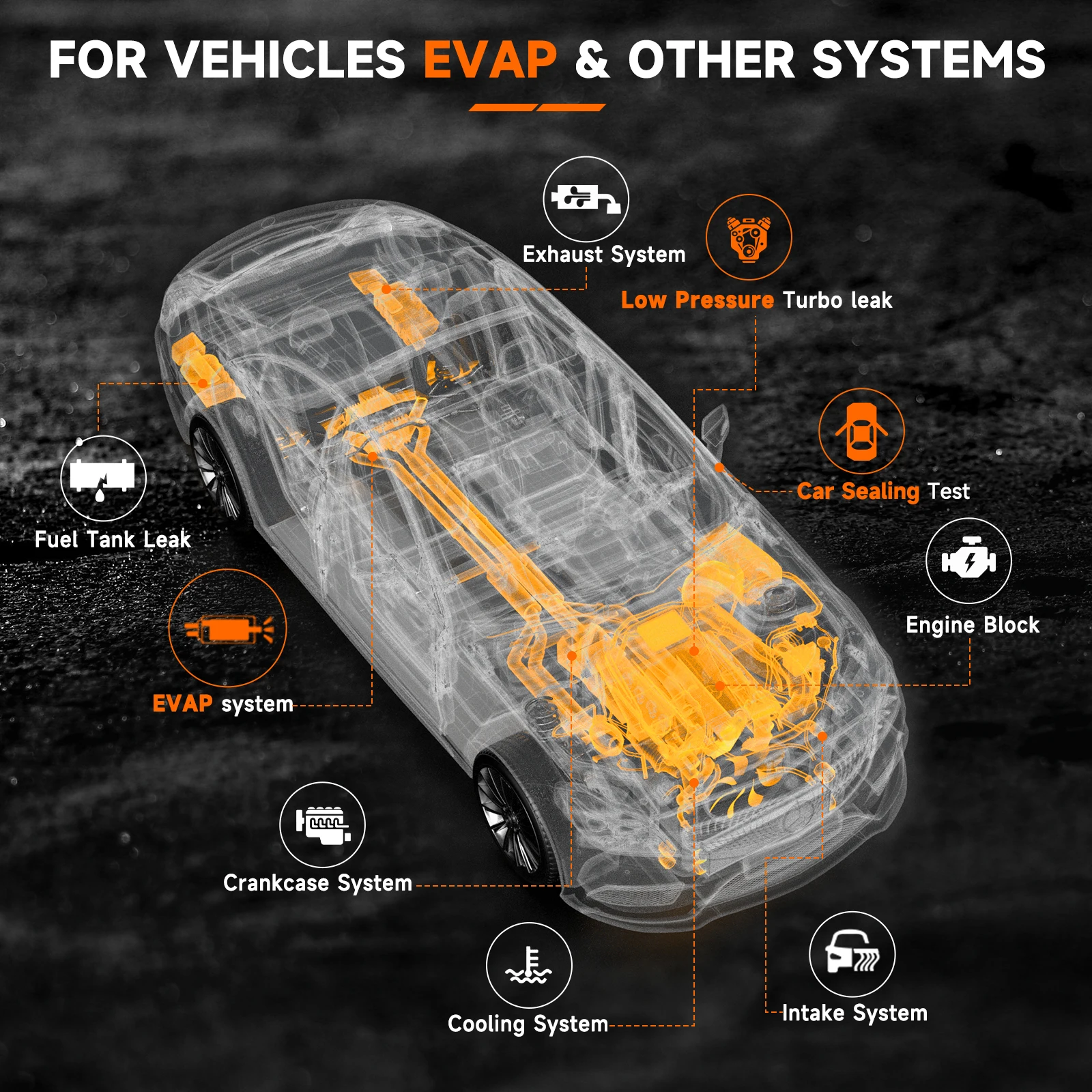 Ancel l100 detector de vazamento de máquina de fumaça automotiva evap fumaça a vácuo com medidor de pressão digital para teste de exaustão de combustível de tubulação