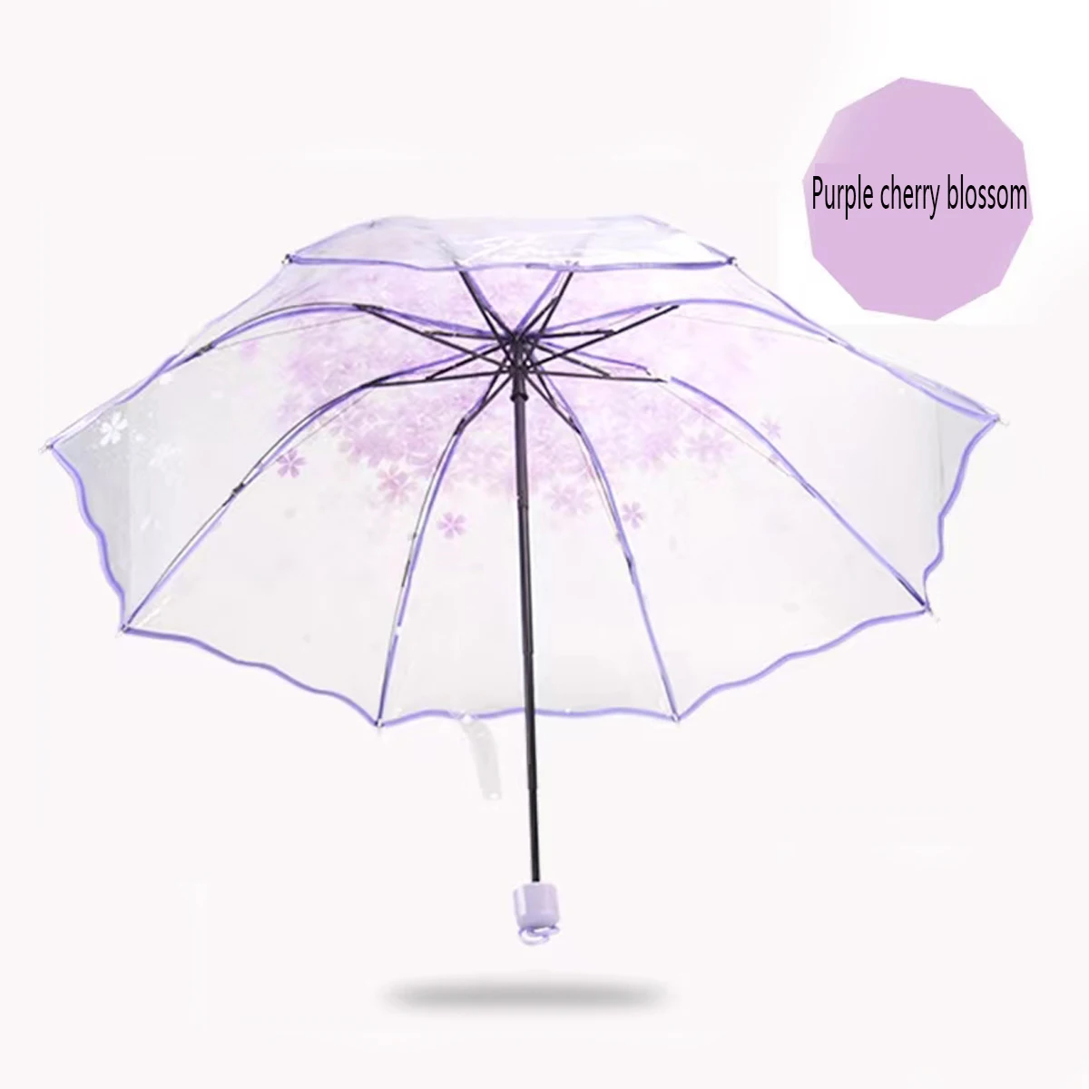 1pc Foldable Sun Manual Umbrella, Cute Clear Romantic Umbrella WithFlower Pattern Foldable Manual Umbrella, Cute Clear Outdoor U