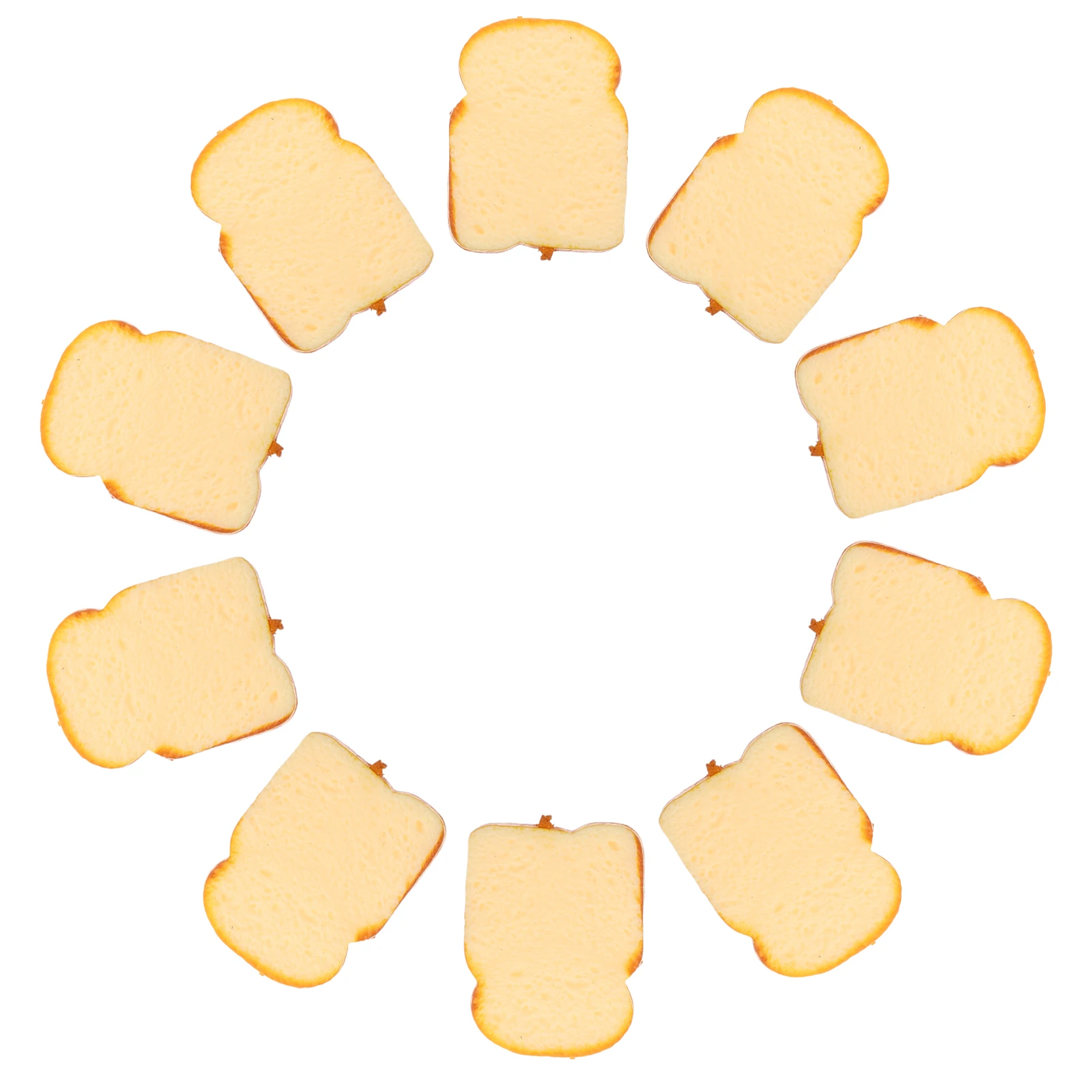 10 Pcs Simulation Toast Slice Realistic Faux Bread Party Decorations Miniature Food Display Prop Craft Resin Model Ornament Play