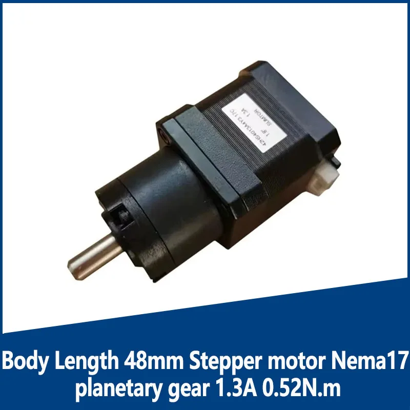 

Speed ratio 3.71:1 5.18:1 14:1 19:1 27:1 50:1 71:1 100:1 139:1 Body Length 48mm Stepper motor Nema17 planetary gear 1.3A 0.52N.m