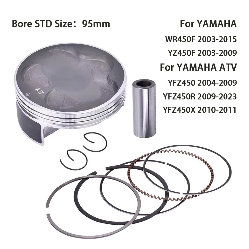 

95mm Piston Ring For YAMAHA WR450F 2003-2015 YZ450F 2003-2009 YFZ450 2004-2009 YFZ450R 2009-2023 WR/YZ/YFZ 450 R/X WR450 YZ450 F