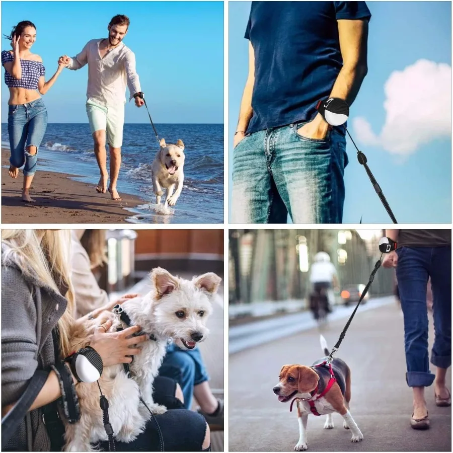 مقود كلب حر اليدين قابل للسحب 360 درجة °   مقود مشي للكلاب عالي التحمل من TangleFree مع سلك قوي بطول 8.2 قدم ومنيلو عاكس