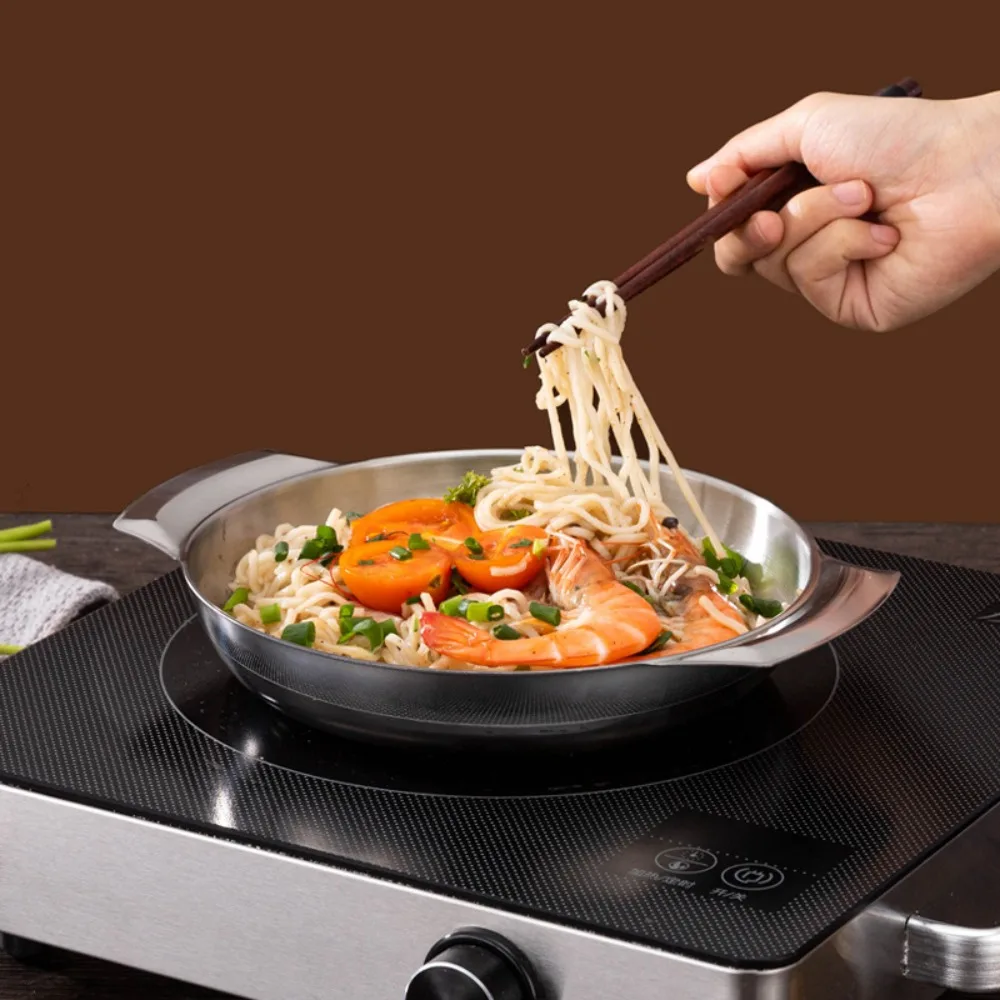 

Multifunctional Stainless Steel Korean Style Pot Silver/gold Deep Cooking Pan Conjoined Double Handles Soup Basin Seafood