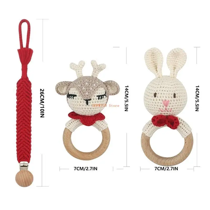 U50F الكروشيه حلقات التسنين استيعاب لعبة للأطفال الصغار غرفة الحضانة ديكور لعبة للطفل الكرتون معلقة المعلقات مصاصة سلسلة #6