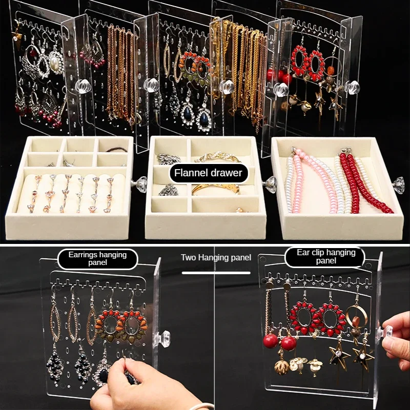 Jewelry Organizer Box Storage Large Size Transparent Acrylic Display Case Hanging Necklace Earrings Jewelry Boxes