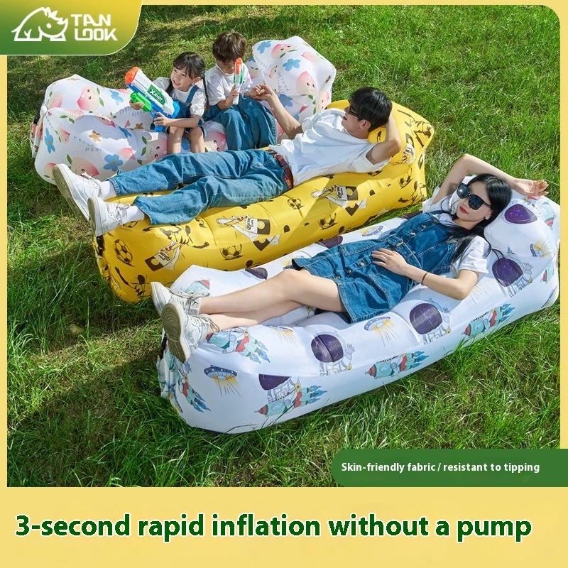 

Portable Folding Inflatable Sofa Bed Mat for Camping Picnic Outdoor Leisure No Pump Needed Trendy Air Bed Laziness Style