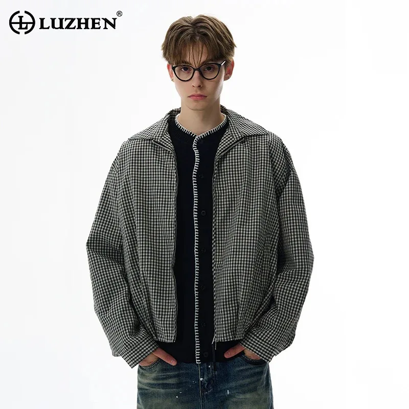 

LUZHEN модная простая повседневная куртка в клетку с принтом, мужская осень 2021, новая модная элегантная красивая тонкая одежда высокого качества JY4539