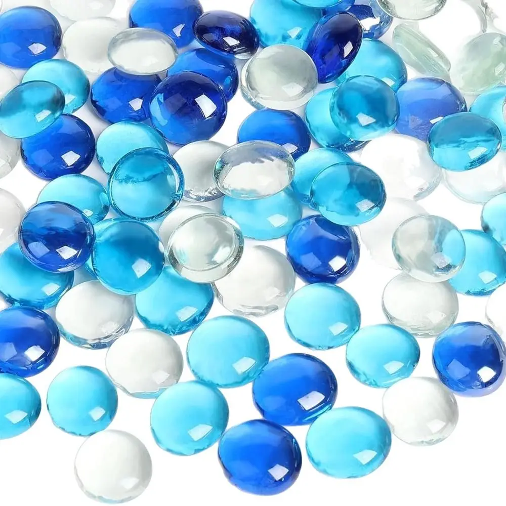 Glass Pebbles Vase Filler Beads Light Reflecting Decorative Glass Stones Flat Glass Beads Mixed Color Crystal Balls