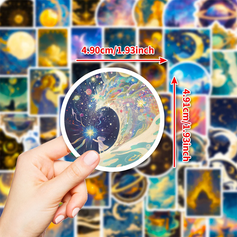 

10/30/50pcs Vintage Cartoon Starry Sky Universe Stickers Aesthetic DIY Notebook Luggage Phone Art Graffiti Decals Decoration Toy