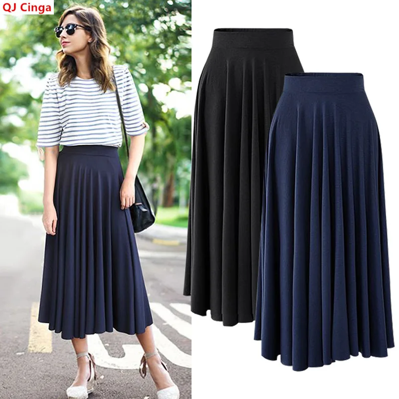 Summer New Women's Modal Skirts, Bustier Fashion Casual High Waist Pleated Skirt Blue, Black, Green, Burgundy, Pink Optional