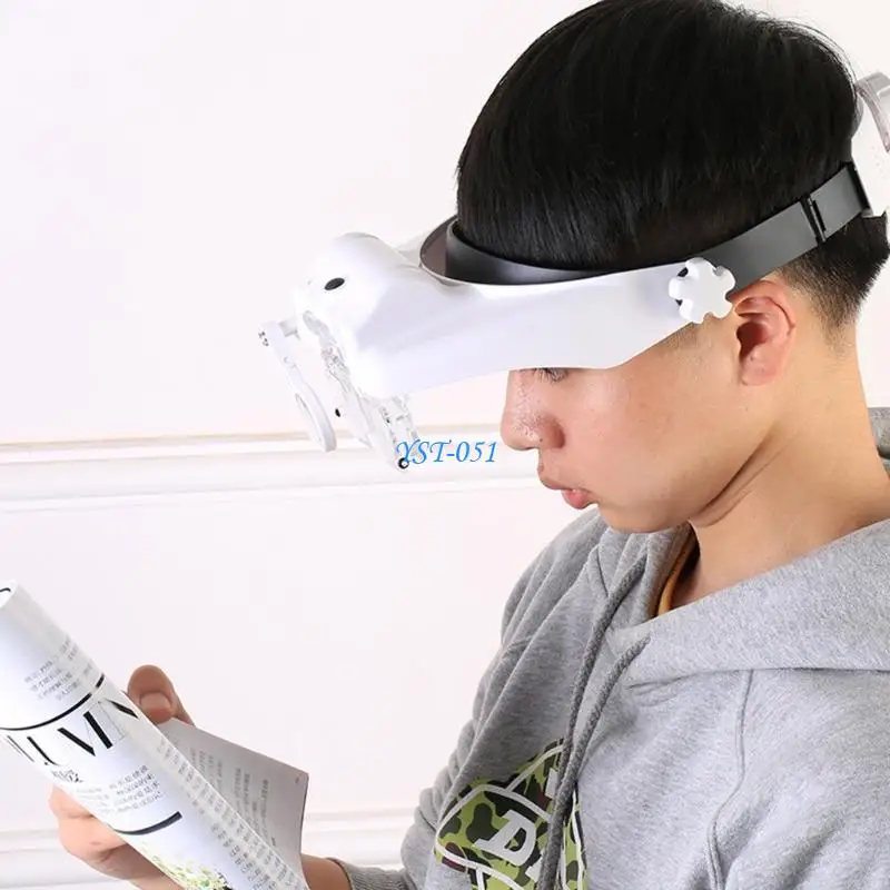 

E15A LED Head Magnifier,Hands Headband Glasses with 3 Led,Professional Jeweler Loupe