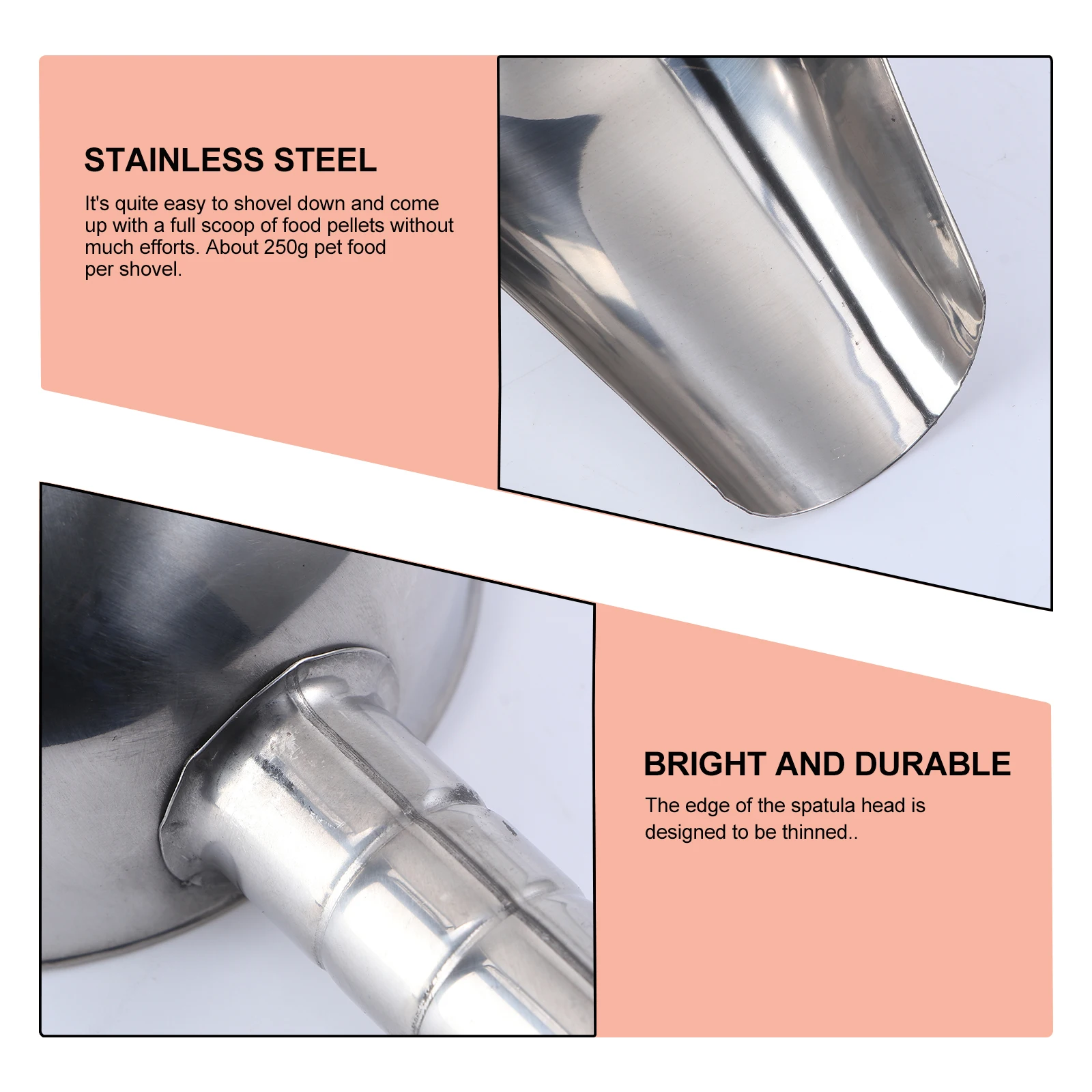 

Pet Food Scoop Stainless Steel Shovel for Dog Cat Food Heavy Duty Durable Easy Clean Candy Nut Flour Popcorn Coffee