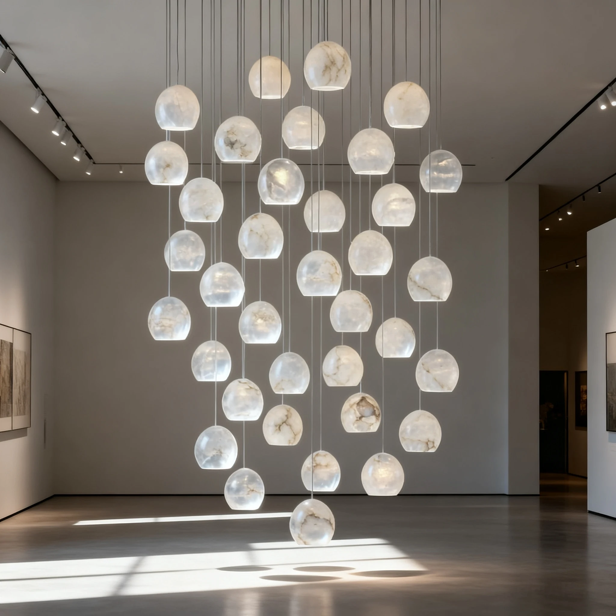 REVEN Minimalist Nordic Ceiling Light Luster Modern Pendant Lamp Dimmable Adjustable Chain Marble Metal for Restaurant