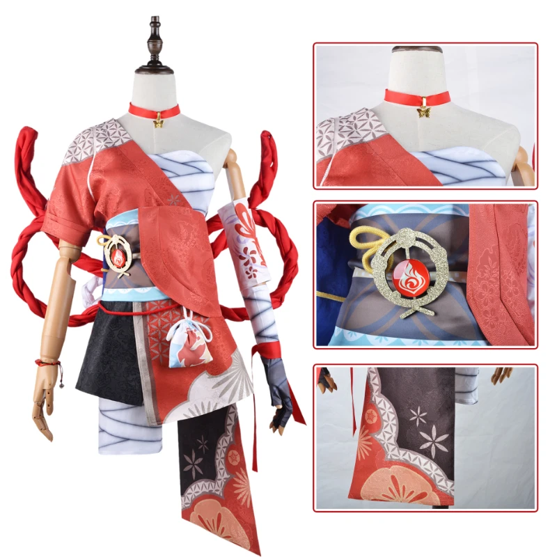 Genshin Impact Yoimiya Cosplay Costume Anime Girl Clothes Female Fashion Halloween Party Carnival Cosplay for Women Game