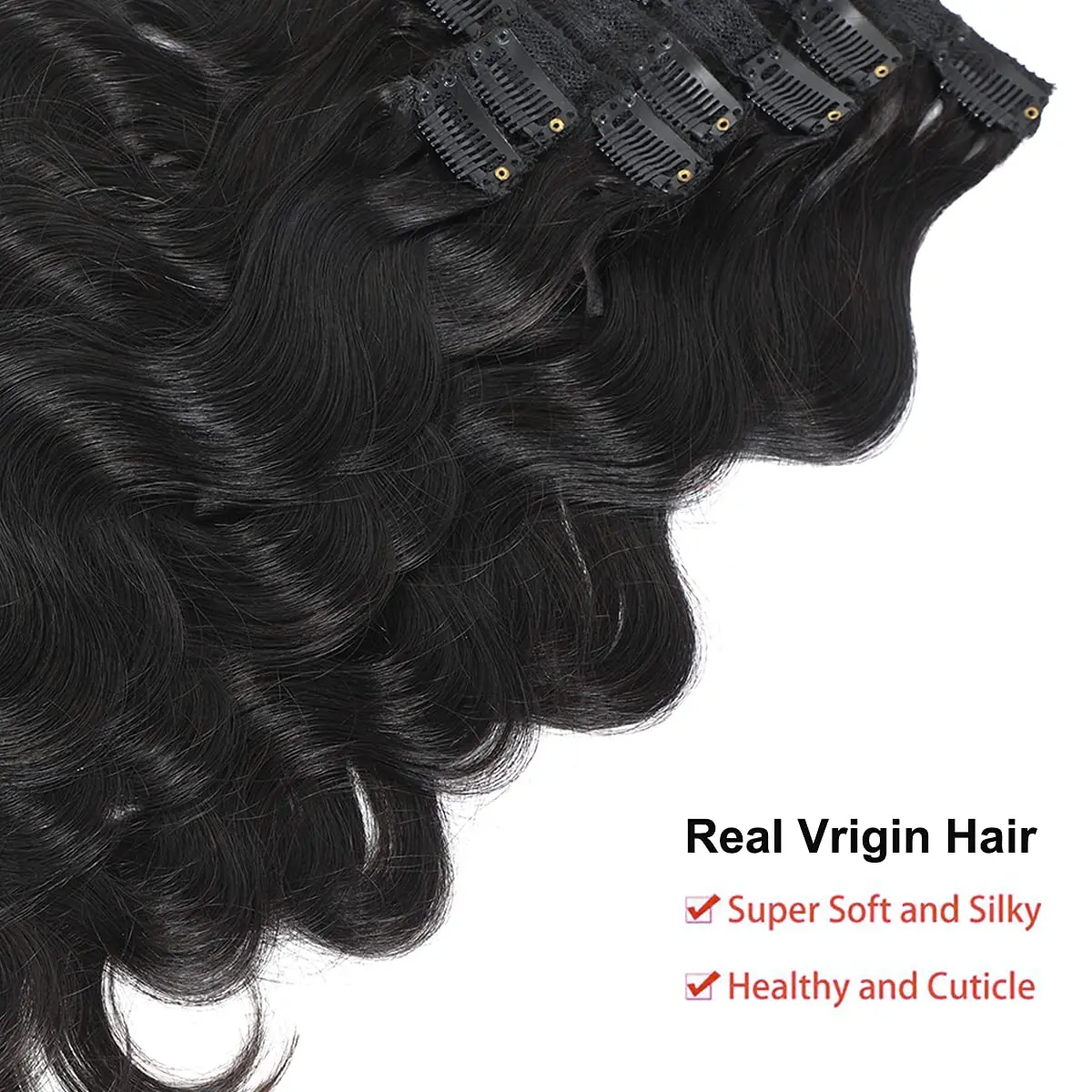 Body Wave Human Hair Clip in Hair Extensions Natural Black Color Full Head Brazilian Virgin Hair 120 Gram Body hair for Women