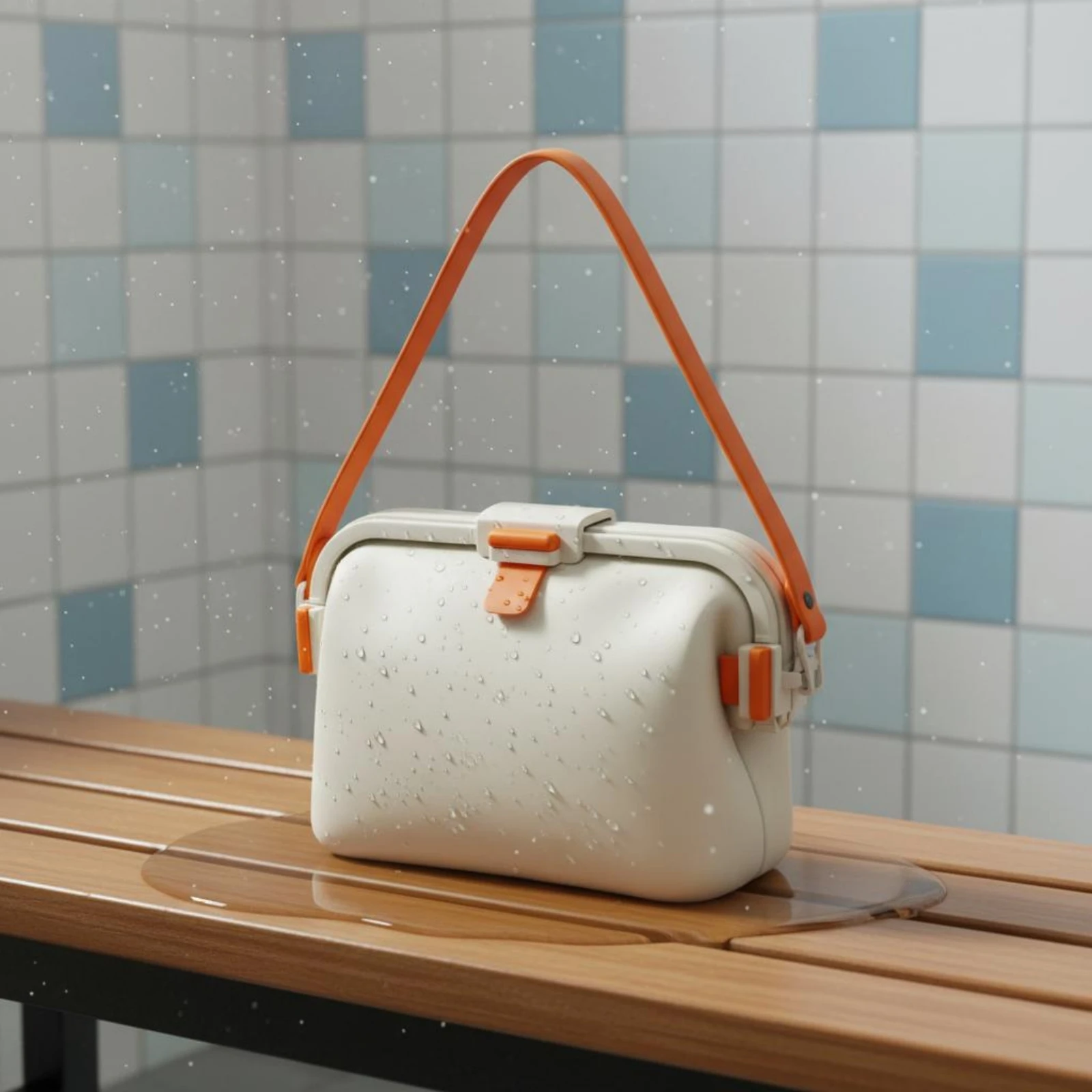 Borsa a tracolla impermeabile in silicone con chiusura a scatto superiore, borsa portaoggetti per esterni, borsa portatile da spiaggia per piscina