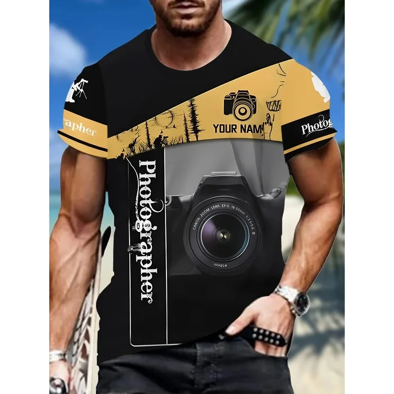 1 Piece Custom Your Picture 2025 New Summer Fashion Trend Men'S 3D Camera Pattern Casual And Comfortable T-Shirt