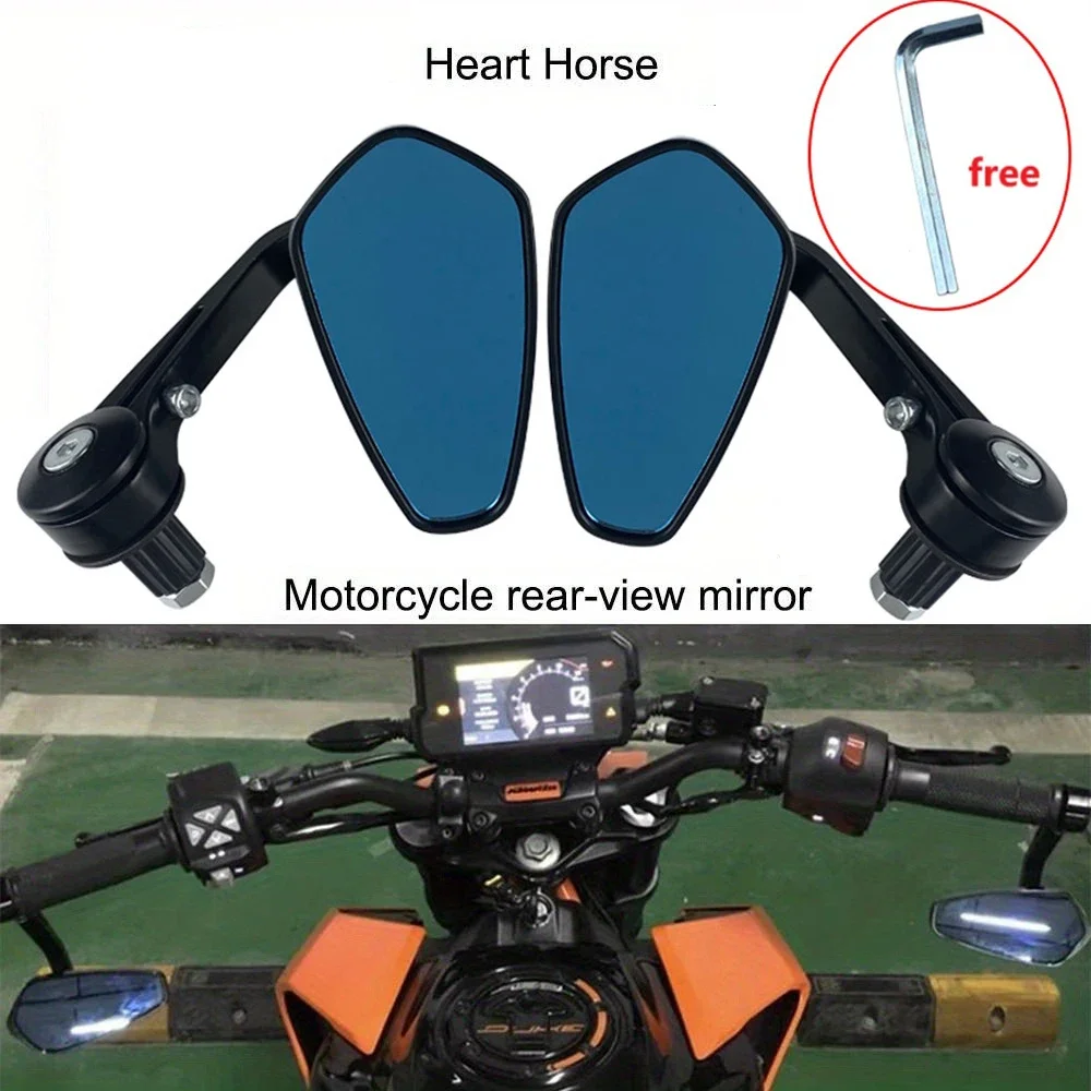 

Motorcycle Handle Bar End Mirror 7/8" 22 mm Side Rearview Mirrors Custom Smoke Blue Lens For Ducati BMW Honda Suzuki Kawasaki