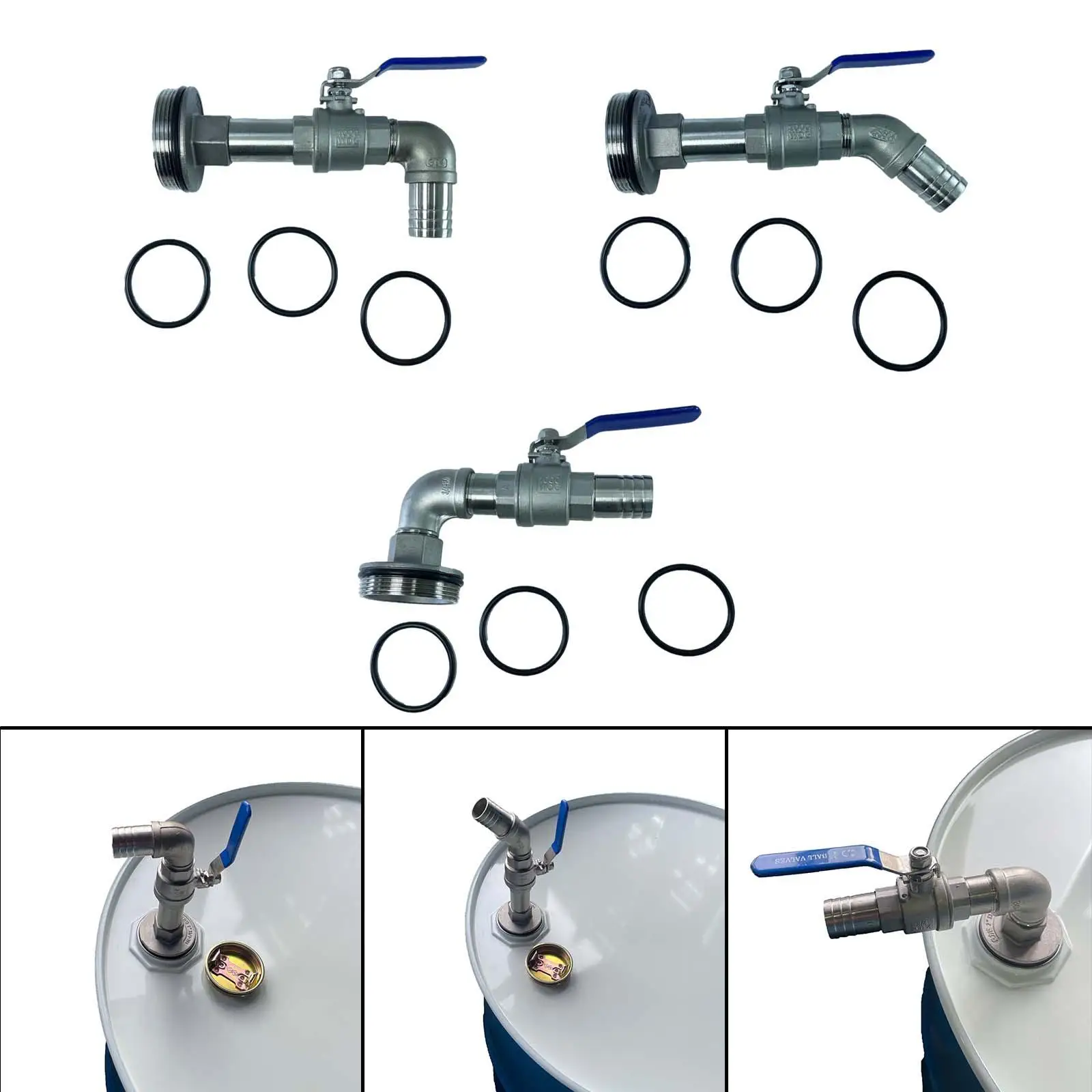 Barrel Spigot Dn50 Drum Faucet Easy to Install Barrel Faucet with Gaskets Ball Valve 2inch Thread for Gasoline Outdoor Bucket