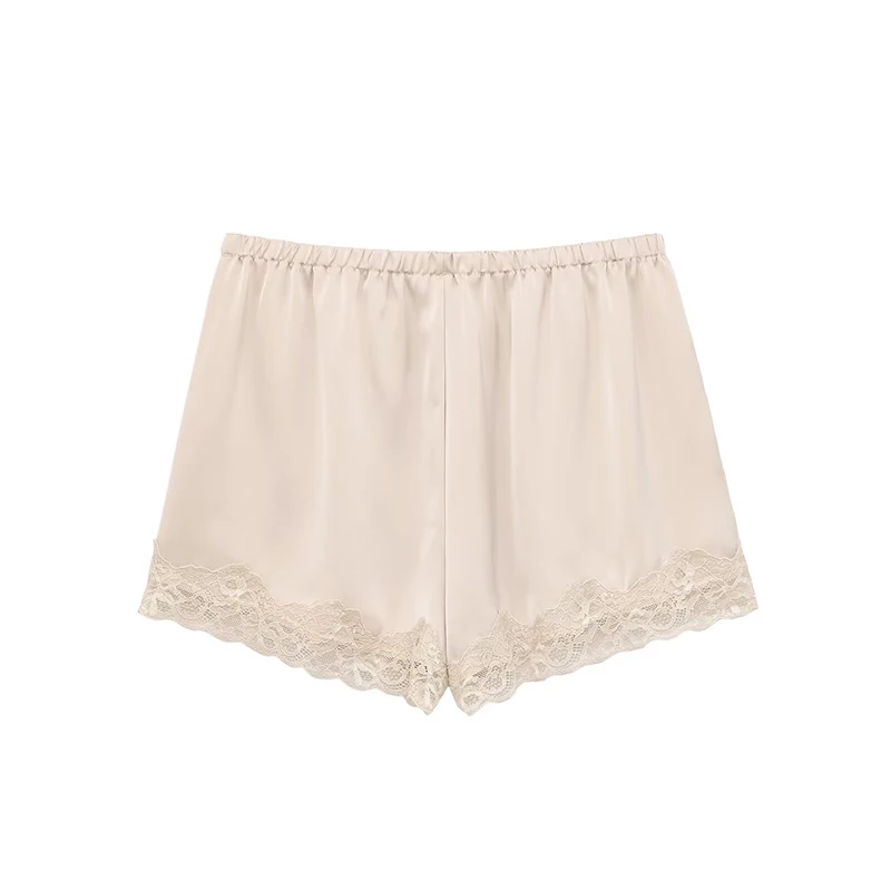 Women's Leisure Lace Shorts Summer New Fashion Stitching Lace Elegant Elastic Waist Women's Shorts Summer Chic High Waist Shorts