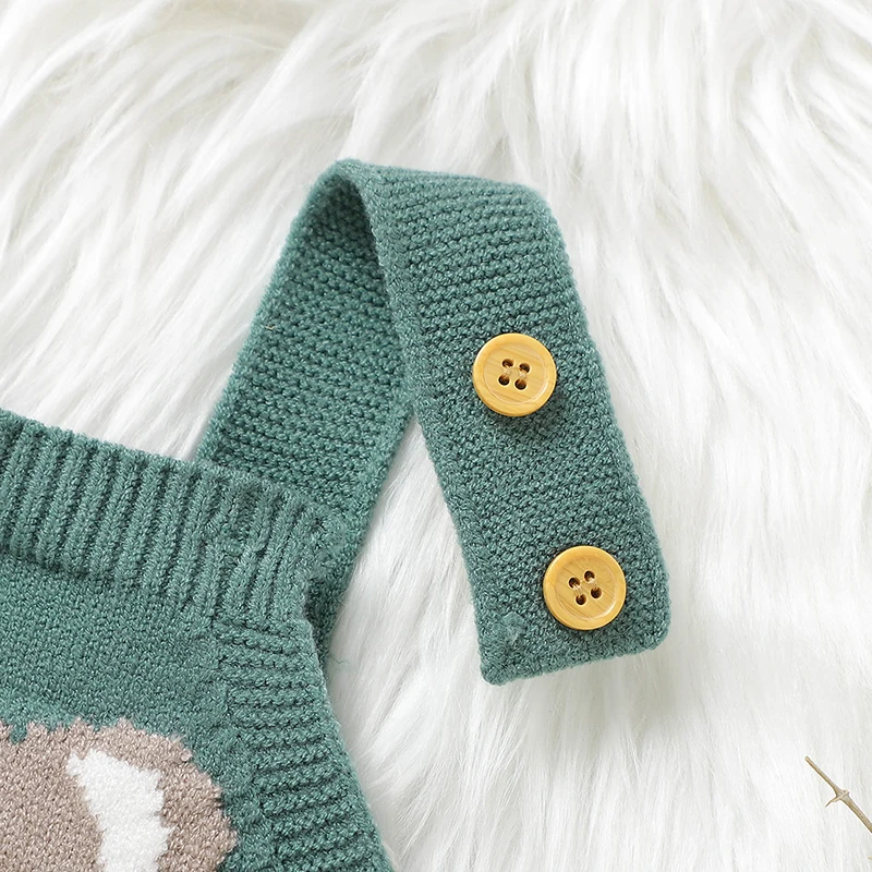 Peleles sin mangas para bebé recién nacido, pijamas tejidos de oso para otoño e invierno, monos, trajes de 0 a 18m, ropa de una pieza para niño pequeño