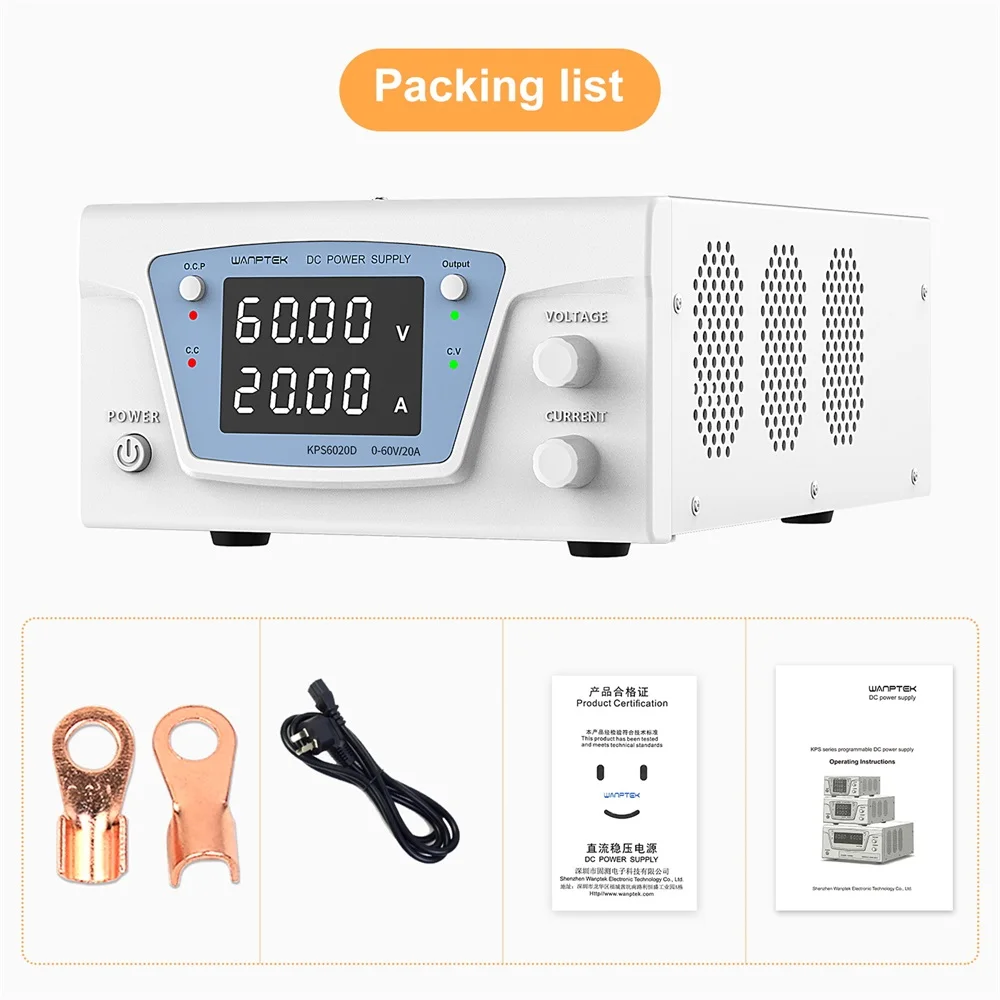 Imagem -06 - Fonte de Alimentação dc de Laboratório Estabilizador Ajustável Regulado Digital Kps6020d 30v 20a 100v 10a 60v 20a