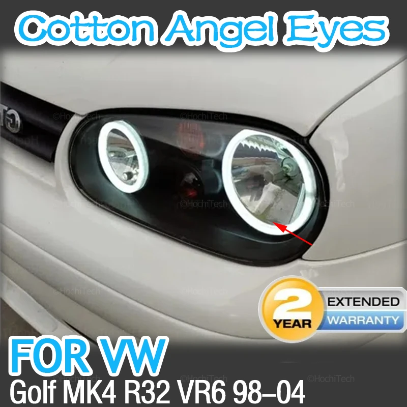 Car-styling Dual White Yellow LED  Rings Cotton Light For Volkswagen VW Golf MK4 R32 VR6 CABRIO A4 1998-2004 SMD Angel Eyes