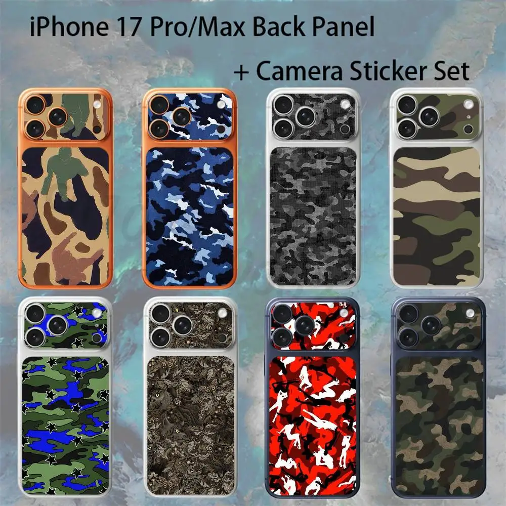 

Fashion Camouflage For iPhone 17 Pro /Max Battry Back Cover with Camera Decal Skin Rear Protective Sticker Film