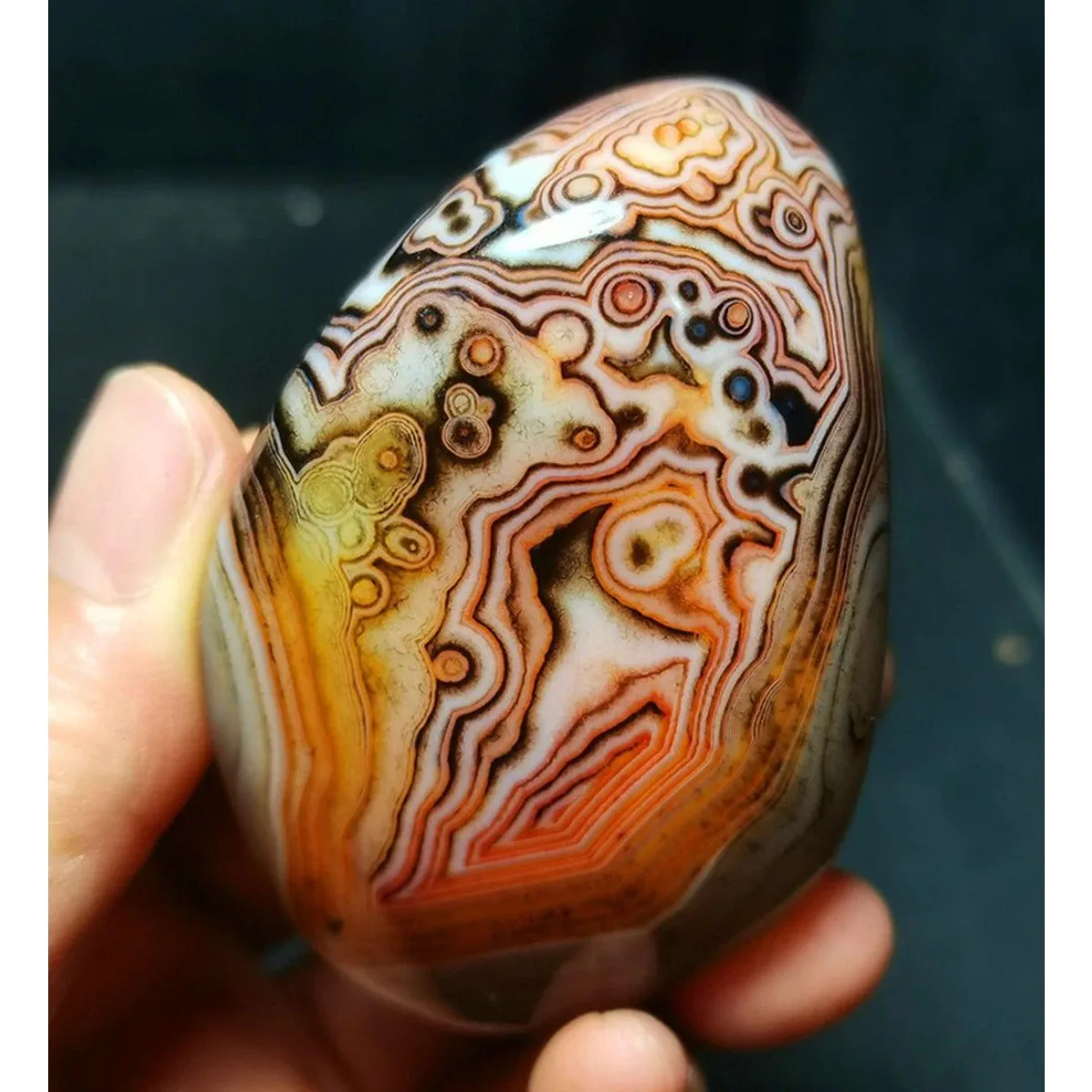 4PC Natural Banded Agate Rainbow Color, Polished Tumbled, Genuine Stone, Wire Wrapping, Crystal Collection, Table Display