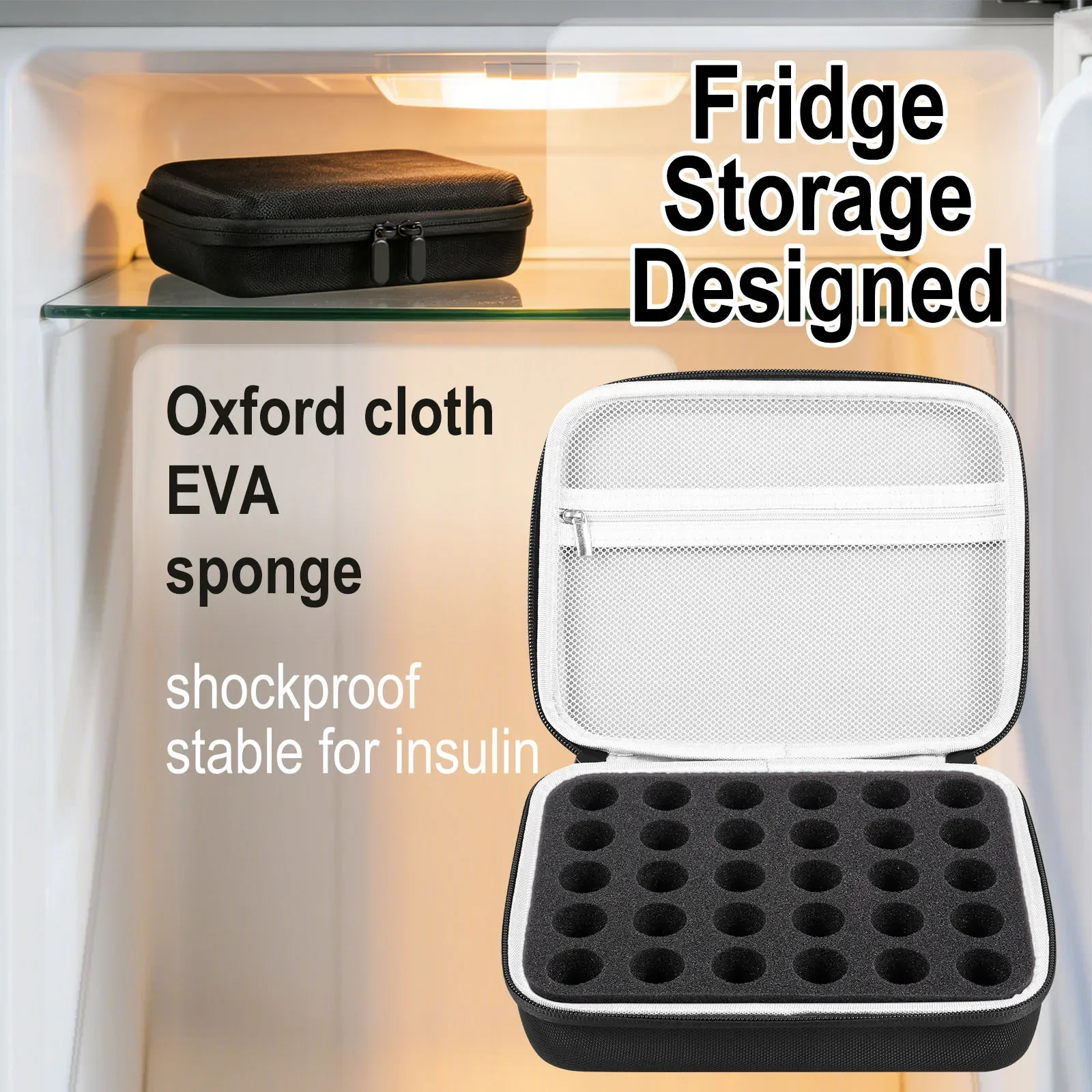 15/30 Slot Insulin Storage Organizer Portable Pancreatic Hormone Bottle Protector Case Foam Protective for Standard 3-10ml Vial