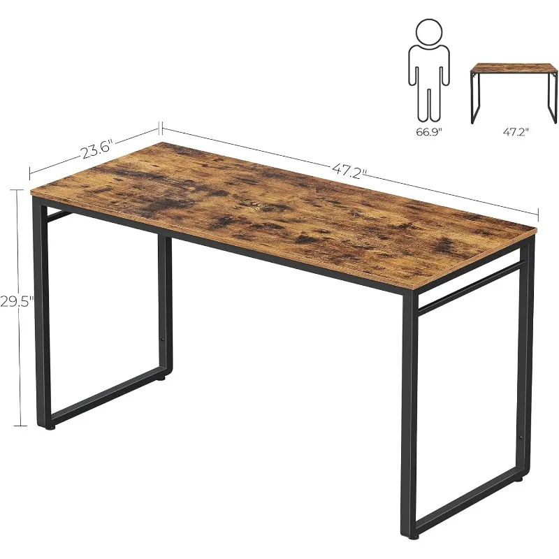 Computer Desk, Office Desk with 8 Hooks, for Study, Home Office, Easy Assembly, Industrial Design,