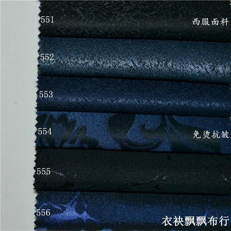 

High Quality Fabrics for Men's Suits Fashion Suit Fabric Black Blue Gray Dark Jacquard Vest Dress and Cheongsam Non-Ironing