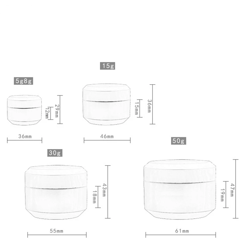 空のプラスチック製クリームジャー,化粧品容器,5g, 8g, 15g, 30g, 50g, 100個