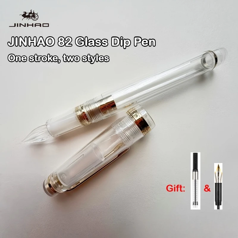 JINHAO 82 Glass Dip Pens One Stroke Two Styles with Fountain Pen Nib Ink Converters Calligraphy Pen School Supplies Stationery