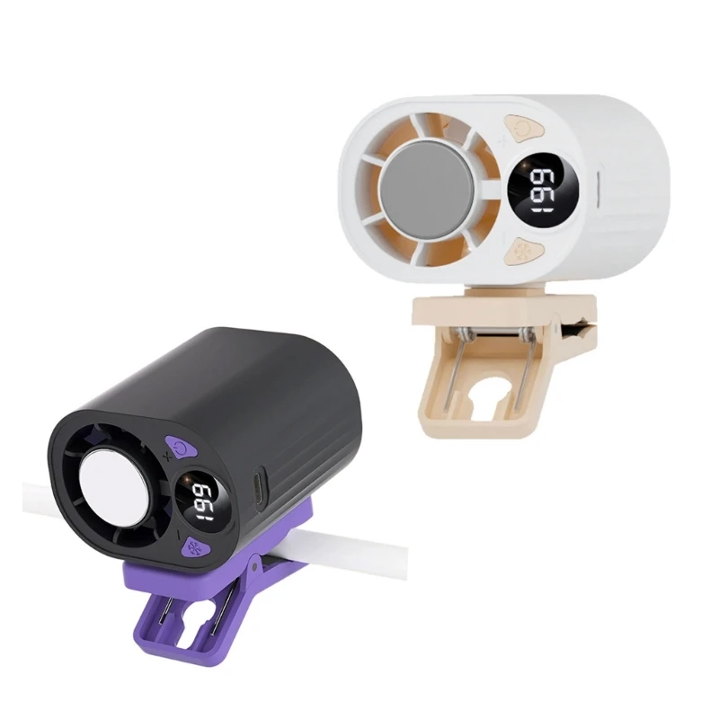 M76E Small Rechargeable Clip Fan with Digital Display, Type-C Charging, and Flexible Fan Positioning for Warm-Weather Use