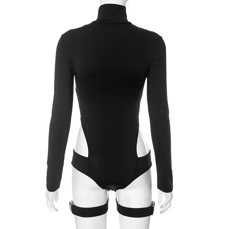 Film Game Agent Assassin Tight Jumpsuit Cosplay Women Hot Strap Hollow Bodysuit with Leg Loop Costume goi/6