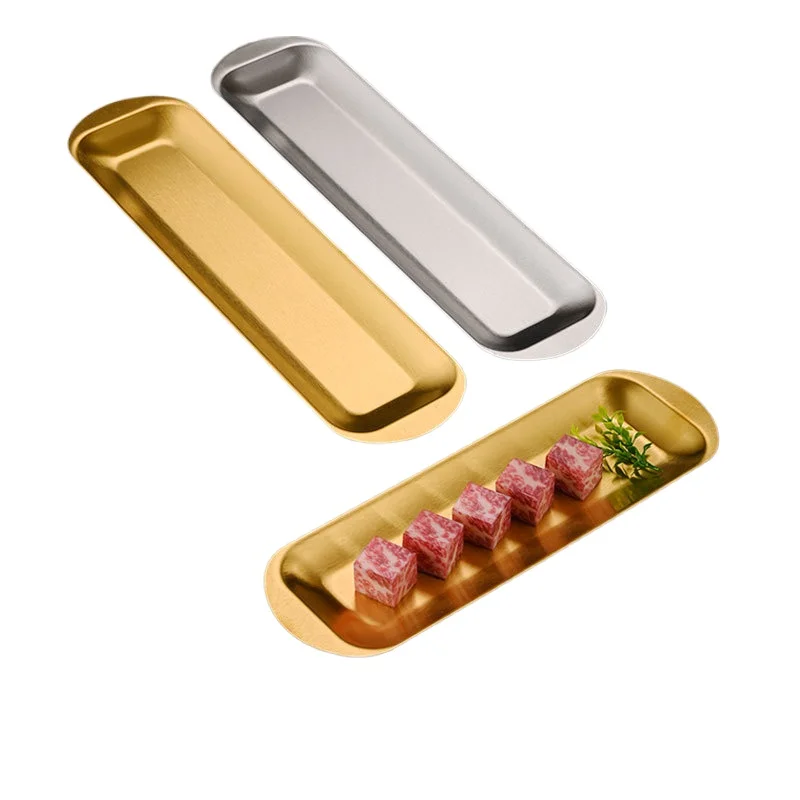 Plate Korean stainless steel snack sushi barbecue plate shrimp slippery beef plate manufacturer long hot pot