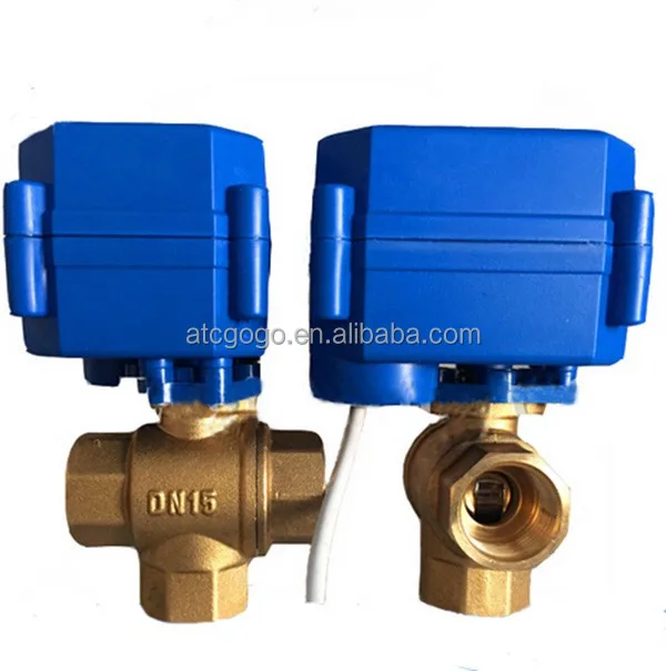 

mini motorized ball valve 2,3,5 wires control DN15 1/2 inch electric actuator 3 way ball valve