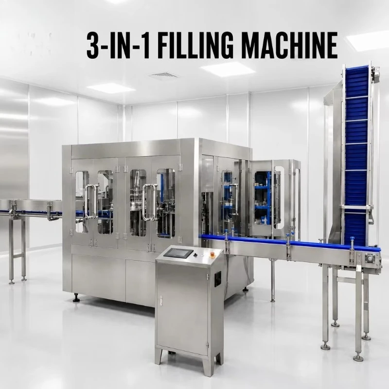 Industrial Monoblock 3 in 1 500ml 1000ml Water Bottle Filling Capping Machine Custom